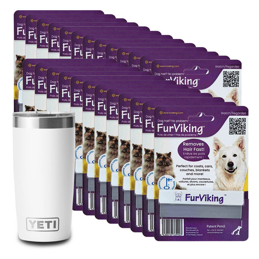 FurViking Pet Hair Removal Tool (Pack of 25) With Free YETI Cup